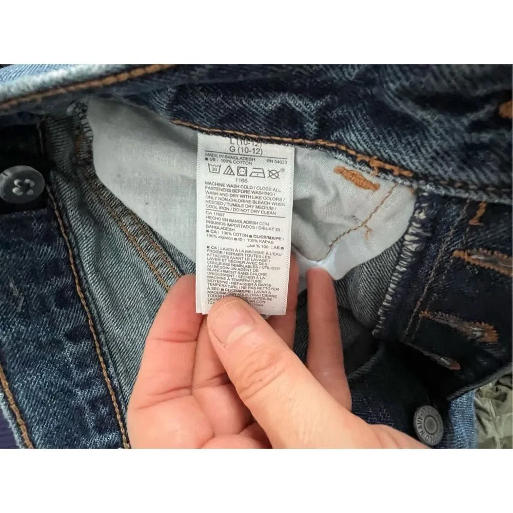 Old Navy raw hem button down denim jean skirt 14